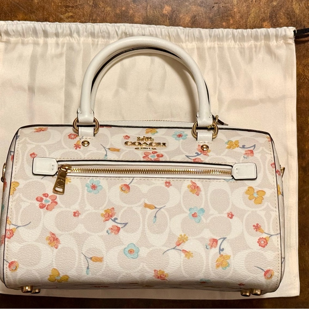 Coach White Satchel with Floral Accents - Picture 3 of 5